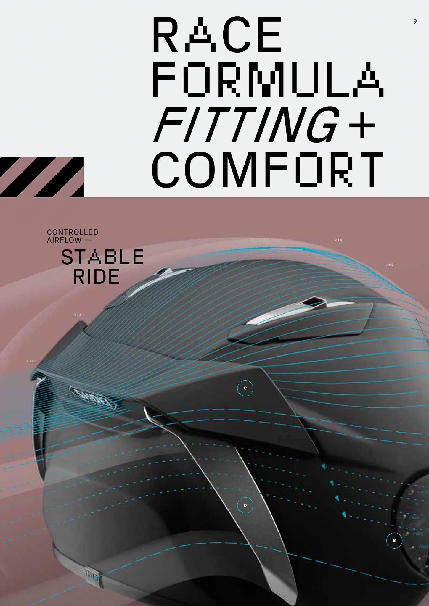 Scientific visualization of airflow and stability over a Shoei racing helmet.